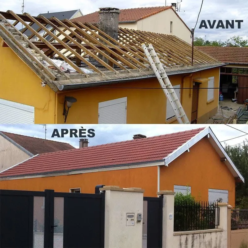 Collage Avant/Après : Rénovation de toiture complète à Montreux