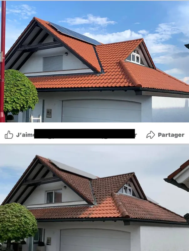 Avant/Après : Nettoyage toiture et démoussage à Villeneuve